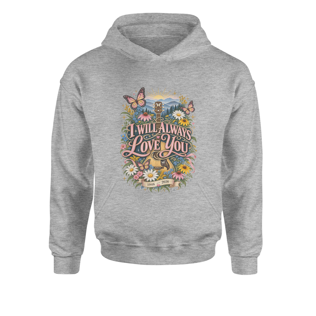 I Will Always Love You Dolly Youth-Sized Hoodie Heather Grey