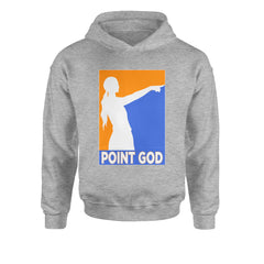 Point God Cunningham Basketball Pointing Meme  Youth-Sized Hoodie Heather Grey