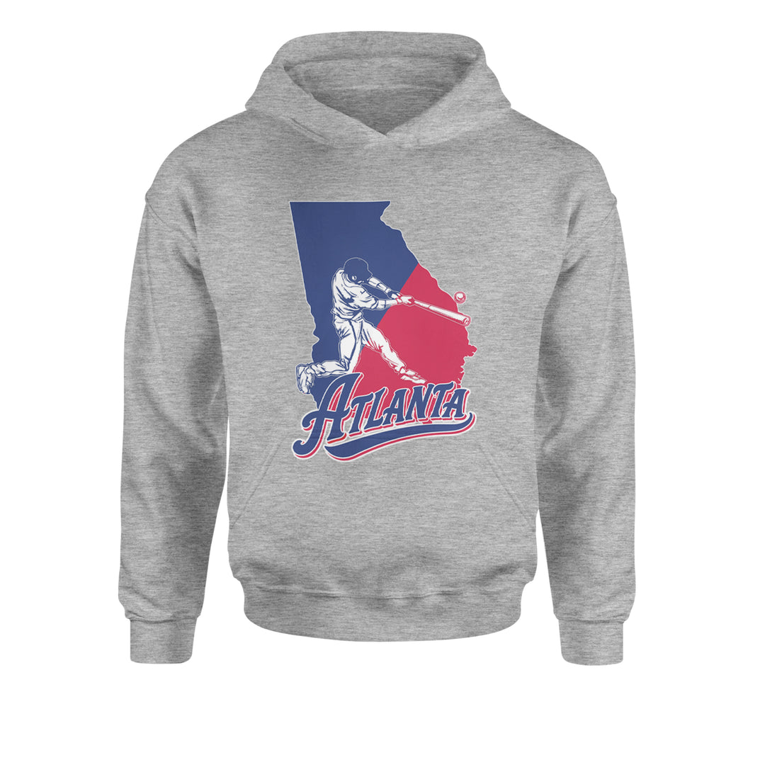 Atlanta Georgia Batter Up Youth-Sized Hoodie Heather Grey