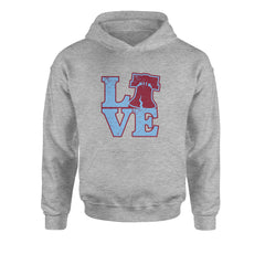 Love Philly Liberty Bell Youth-Sized Hoodie Heather Grey