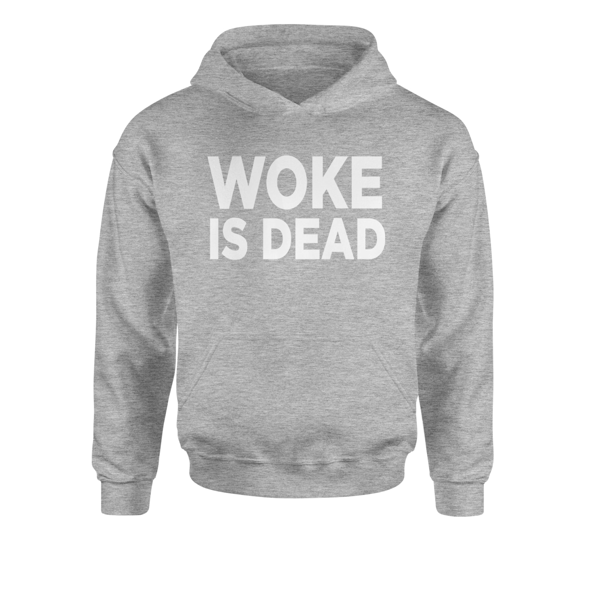 Woke Is Dead Satire Youth-Sized Hoodie Heather Grey