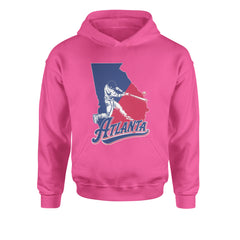 Atlanta Georgia Batter Up Youth-Sized Hoodie Hot Pink