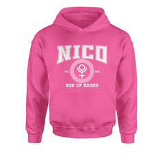 Nico Son of Hades Underworld Crest Youth-Sized Hoodie Hot Pink
