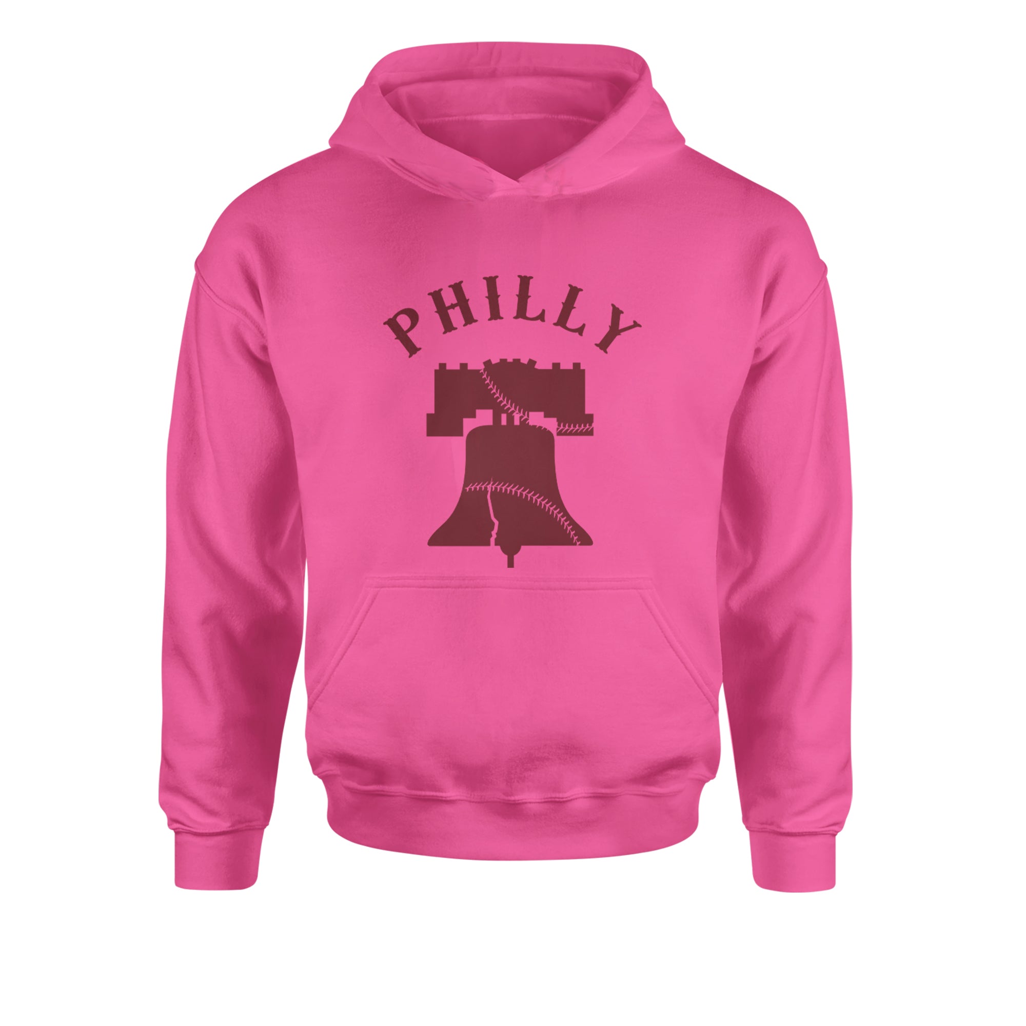 Philly Cracked Liberty Bell Youth-Sized Hoodie Hot Pink