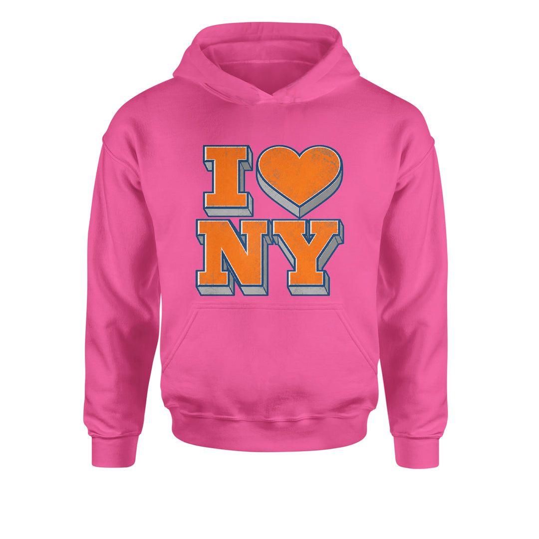 New York City Pride Heart Youth-Sized Hoodie Hot Pink