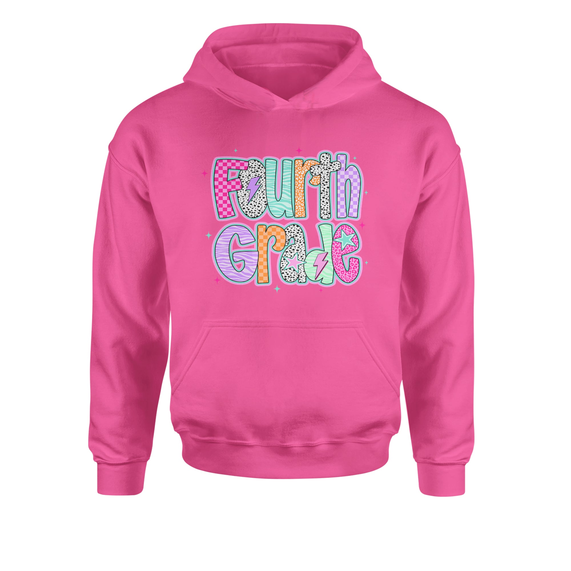 Fourth Grade Fierce Colorful Back to School Youth-Sized Hoodie Hot Pink