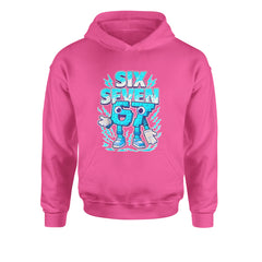 67 Brainrot Meme Slang Youth-Sized Hoodie Hot Pink