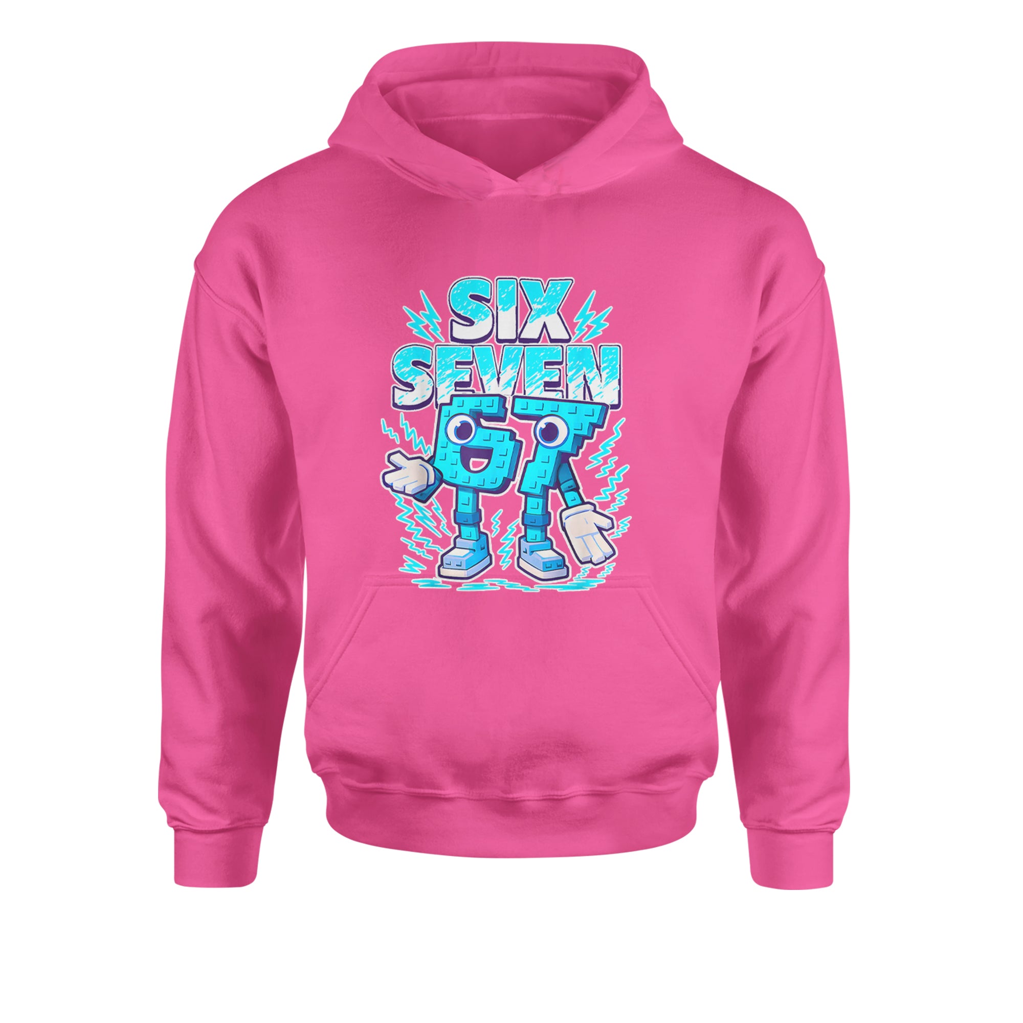 67 Brainrot Meme Slang Youth-Sized Hoodie Hot Pink