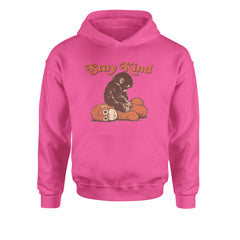 Punch Stay Kind Macaque Youth-Sized Hoodie Hot Pink