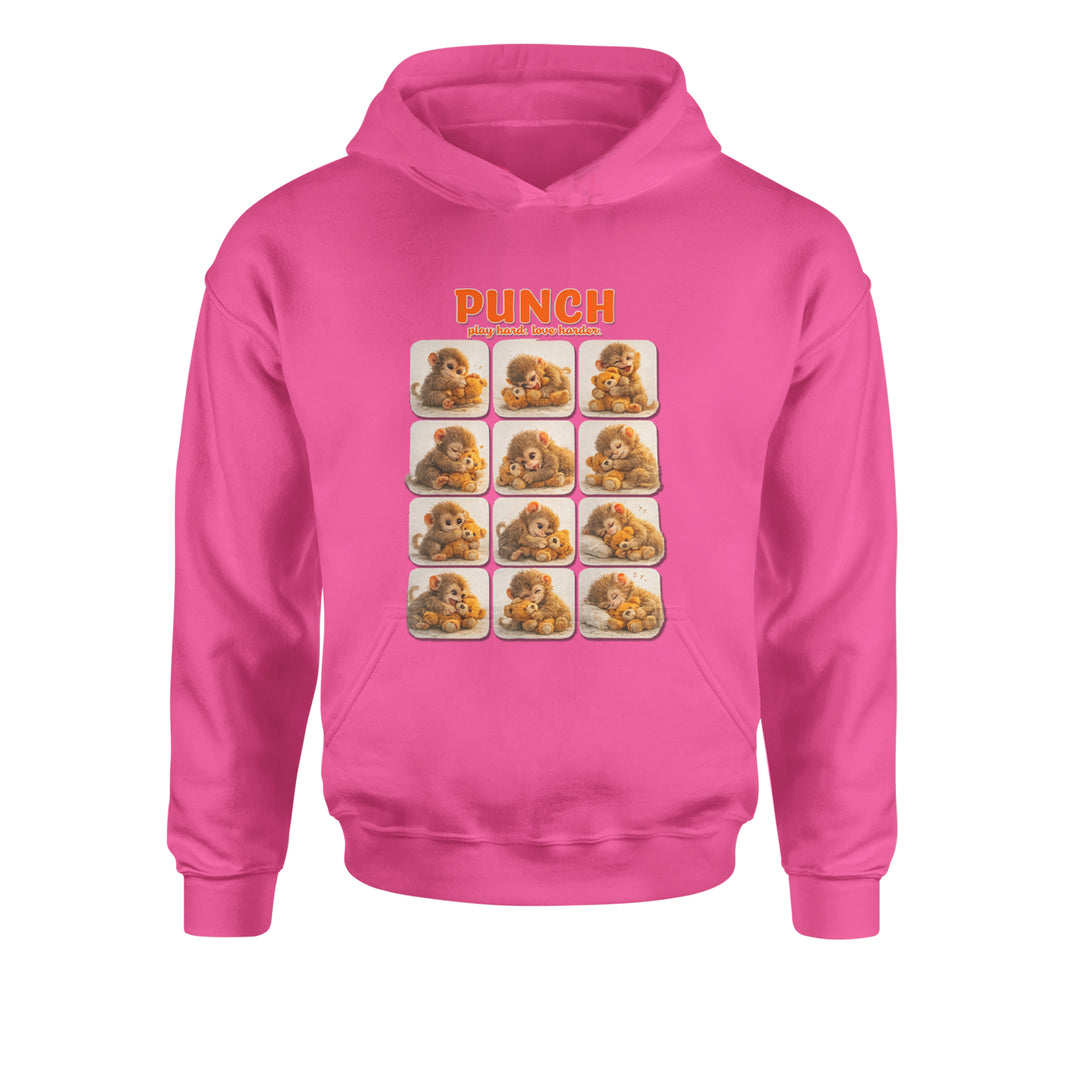 Punch Play Hard Love Harder Youth-Sized Hoodie Hot Pink