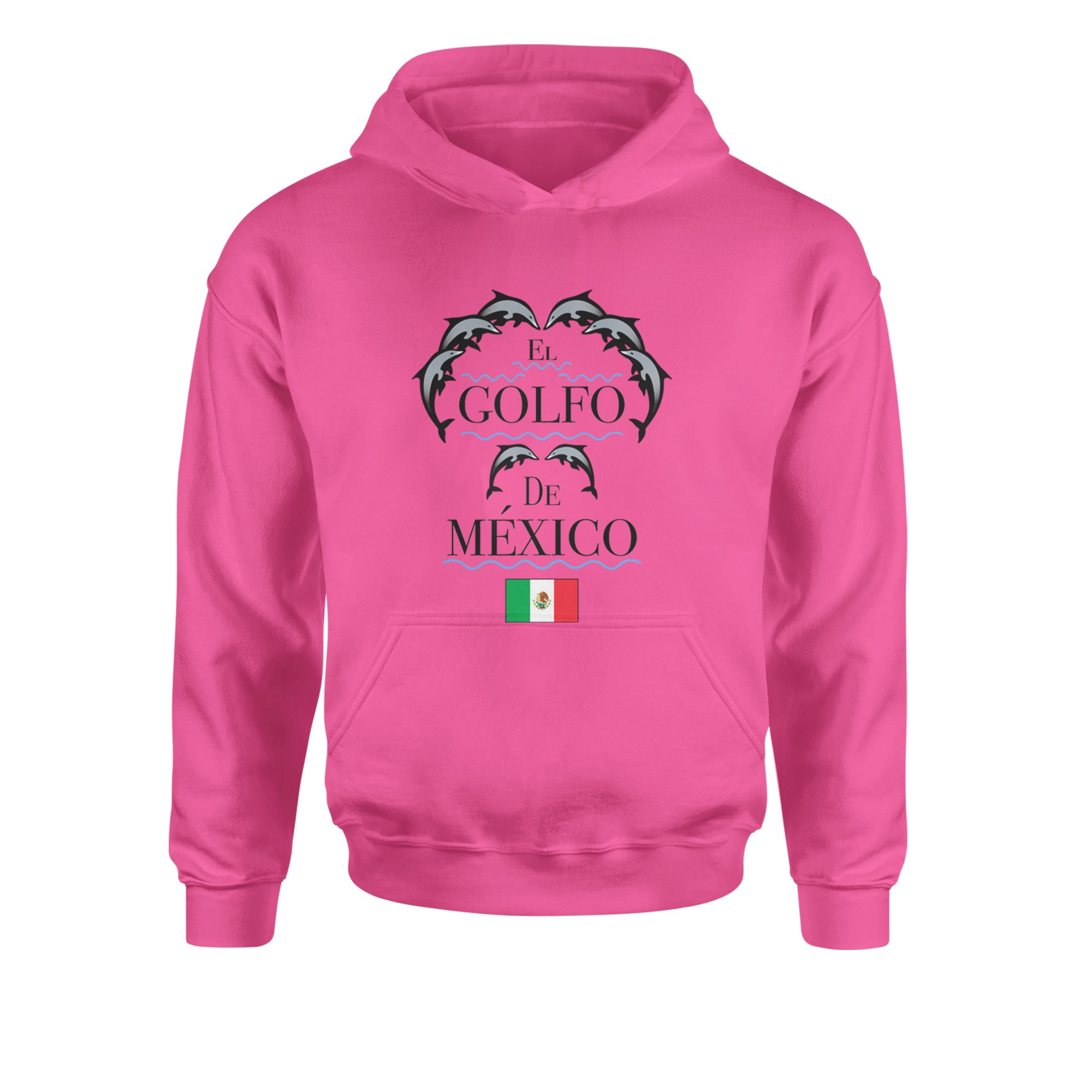 El Golfo De Mexico Dancing Dolphins Youth-Sized Hoodie Heather Grey