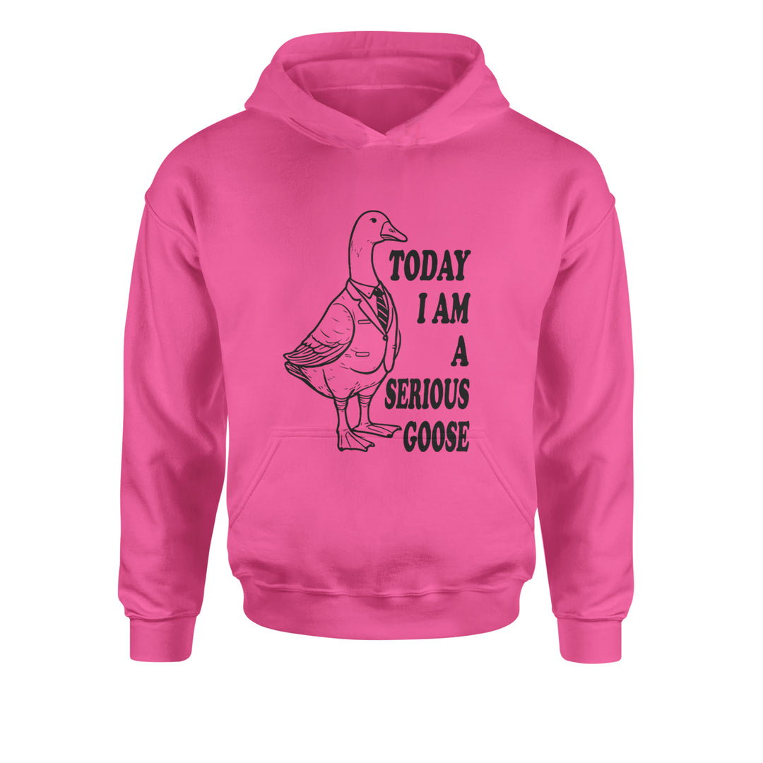 Today I Am A Serious Goose Youth-Sized Hoodie Hot Pink