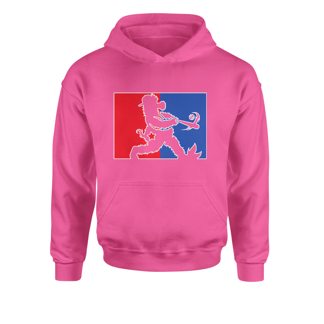 Batter Up Philly Baseball Phan Youth-Sized Hoodie Hot Pink