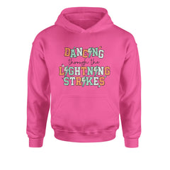 Dancing Through The Lightning Strikes Youth-Sized Hoodie Hot Pink