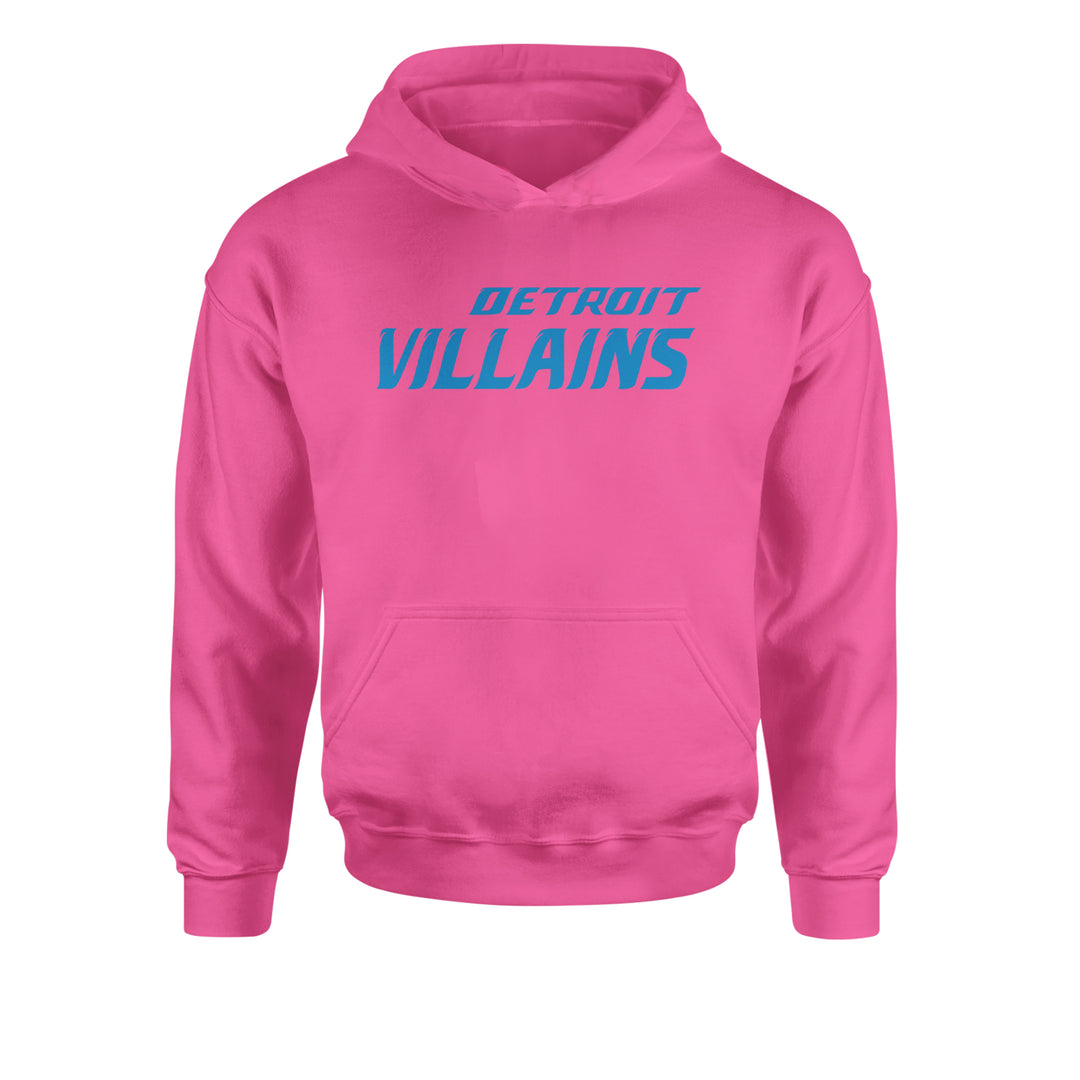Detroit Villains Grit Football Youth-Sized Hoodie Hot Pink