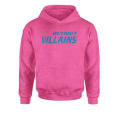 Detroit Villains Grit Football Youth-Sized Hoodie Hot Pink