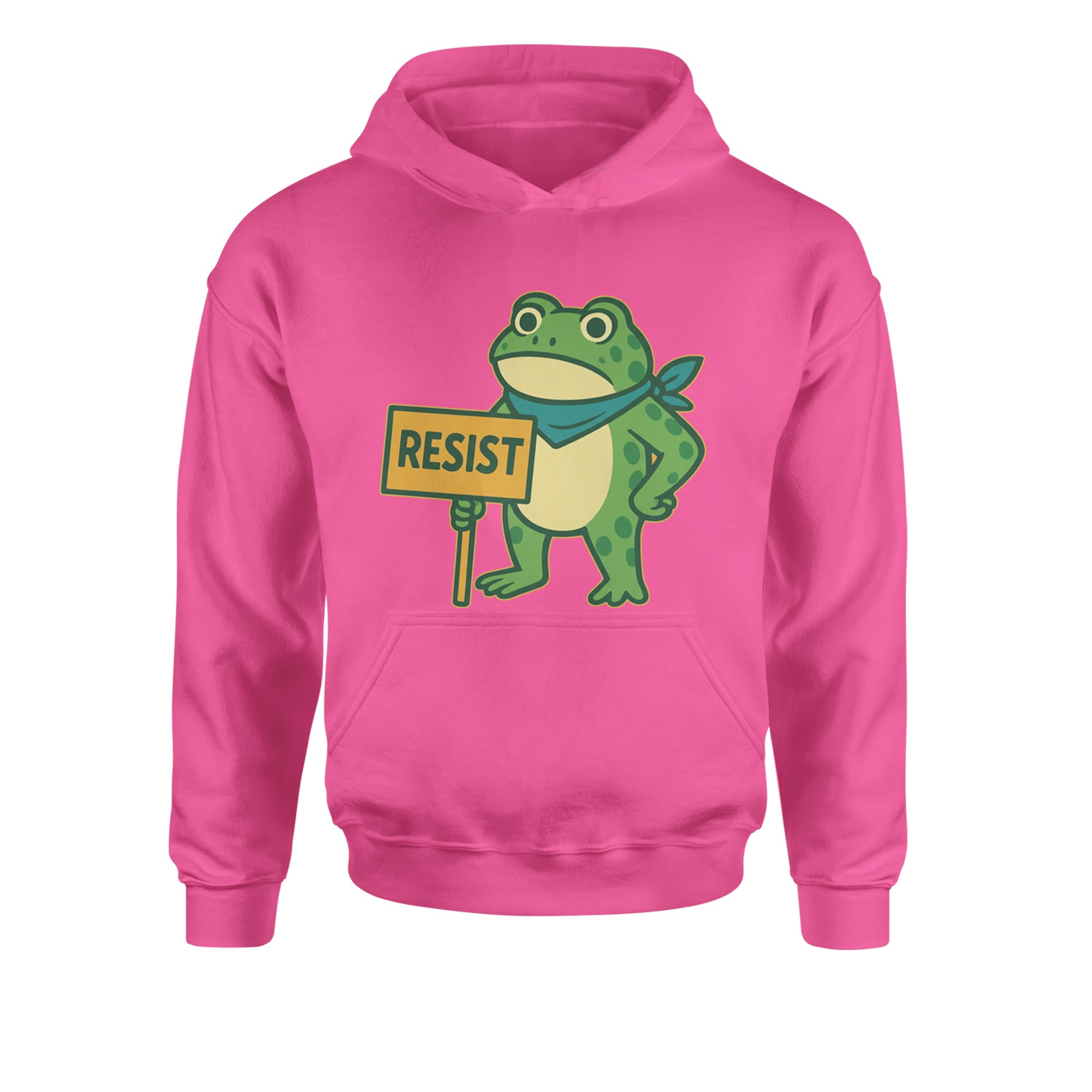 Sign Resist Meme Frog Protest Youth-Sized Hoodie Hot Pink