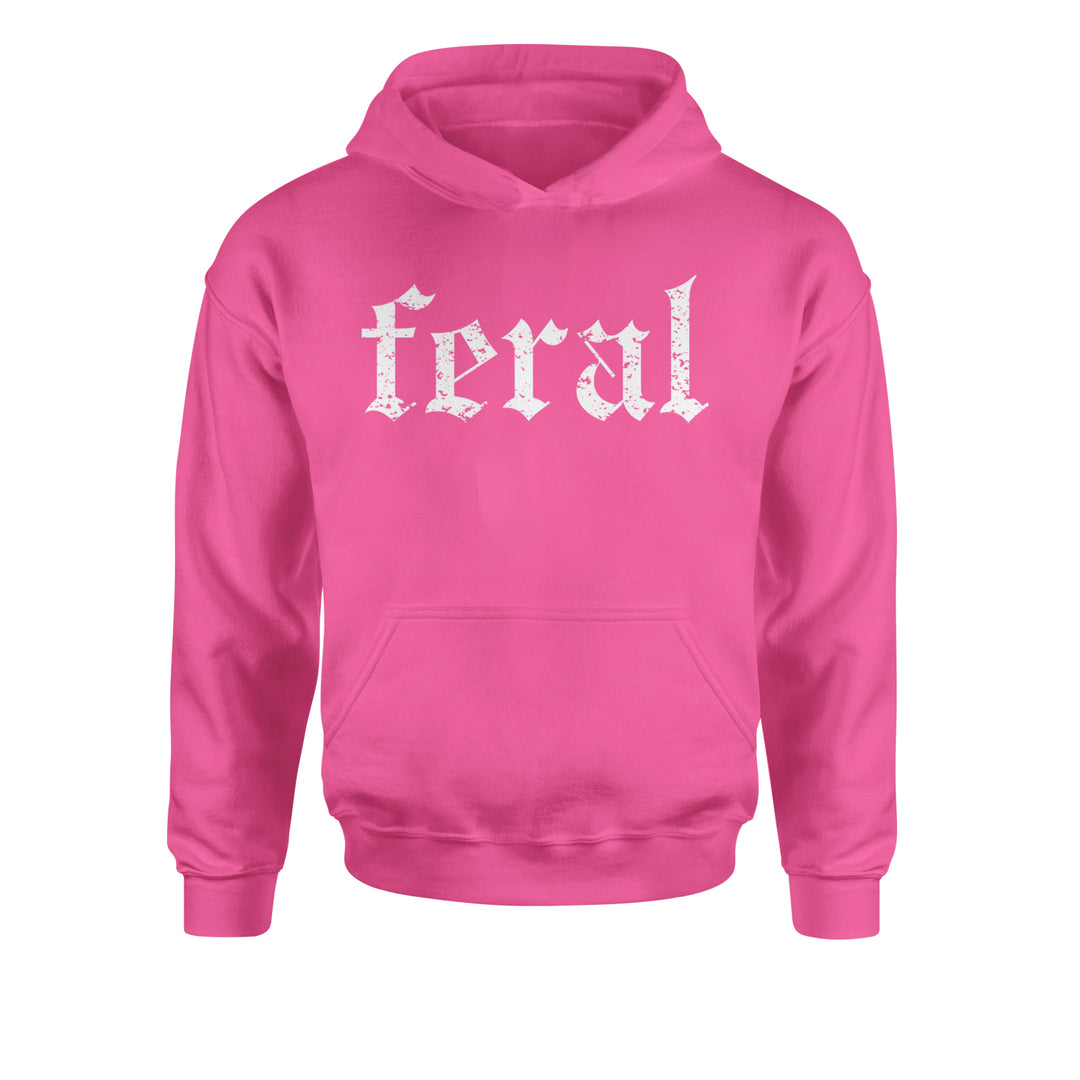 Feral Club Rat Festival Rave EDM Youth-Sized Hoodie Hot Pink
