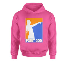 Point God Cunningham Basketball Pointing Meme  Youth-Sized Hoodie Hot Pink