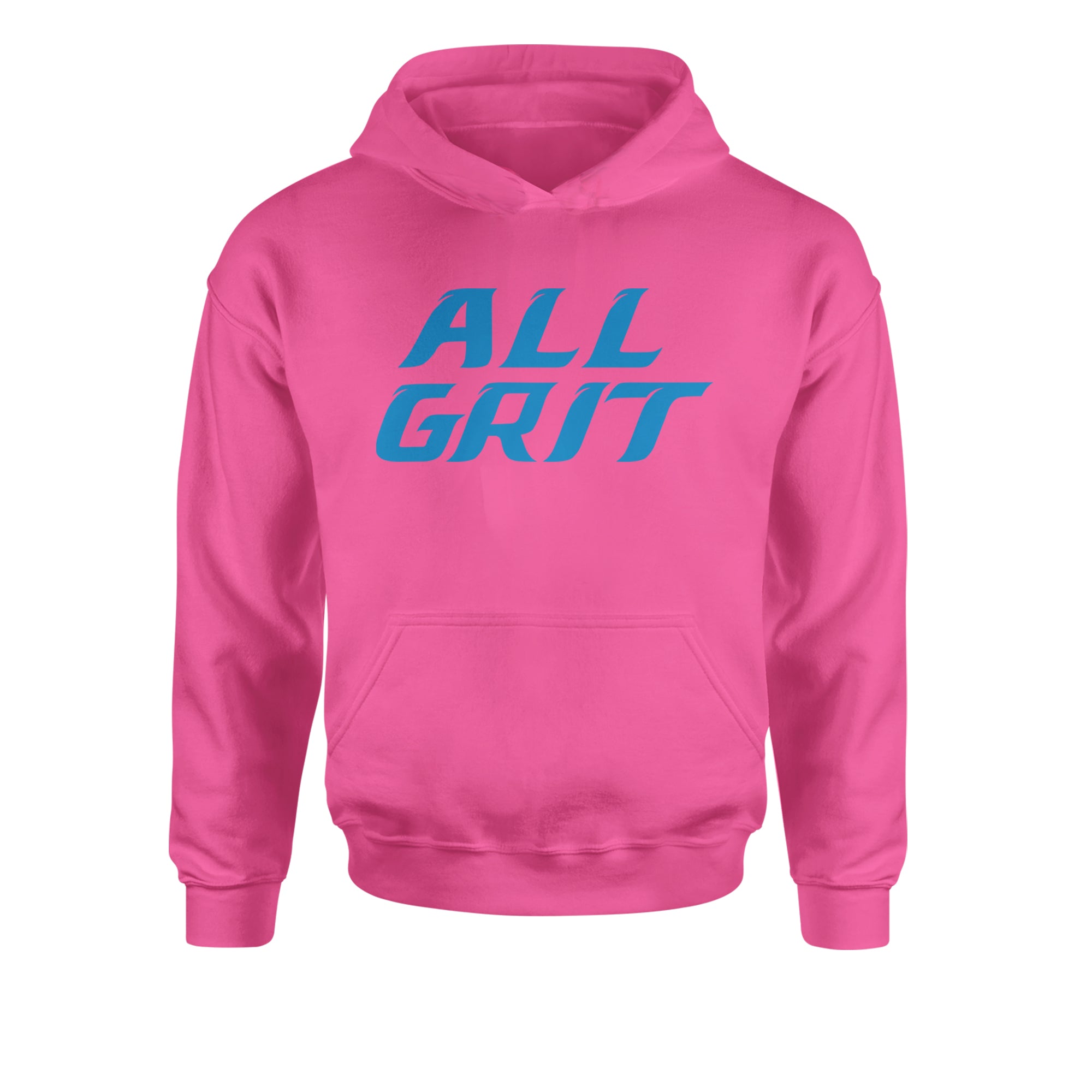 All Grit Detroit Football Youth-Sized Hoodie Hot Pink