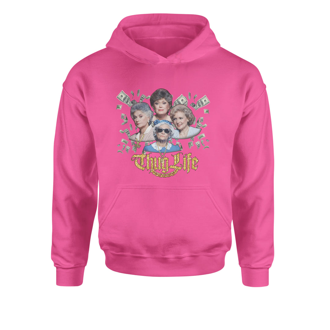 Golden Chain Thug Life Girls Youth-Sized Hoodie Hot Pink