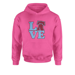 Love Philly Liberty Bell Youth-Sized Hoodie Hot Pink
