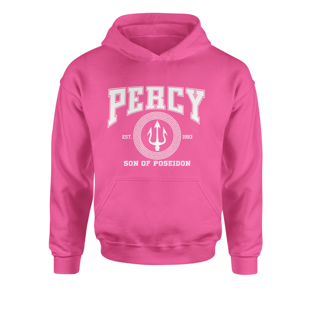 Percy Son Of Poseidon Sea God Youth-Sized Hoodie Hot Pink