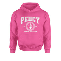 Percy Son Of Poseidon Sea God Youth-Sized Hoodie Hot Pink