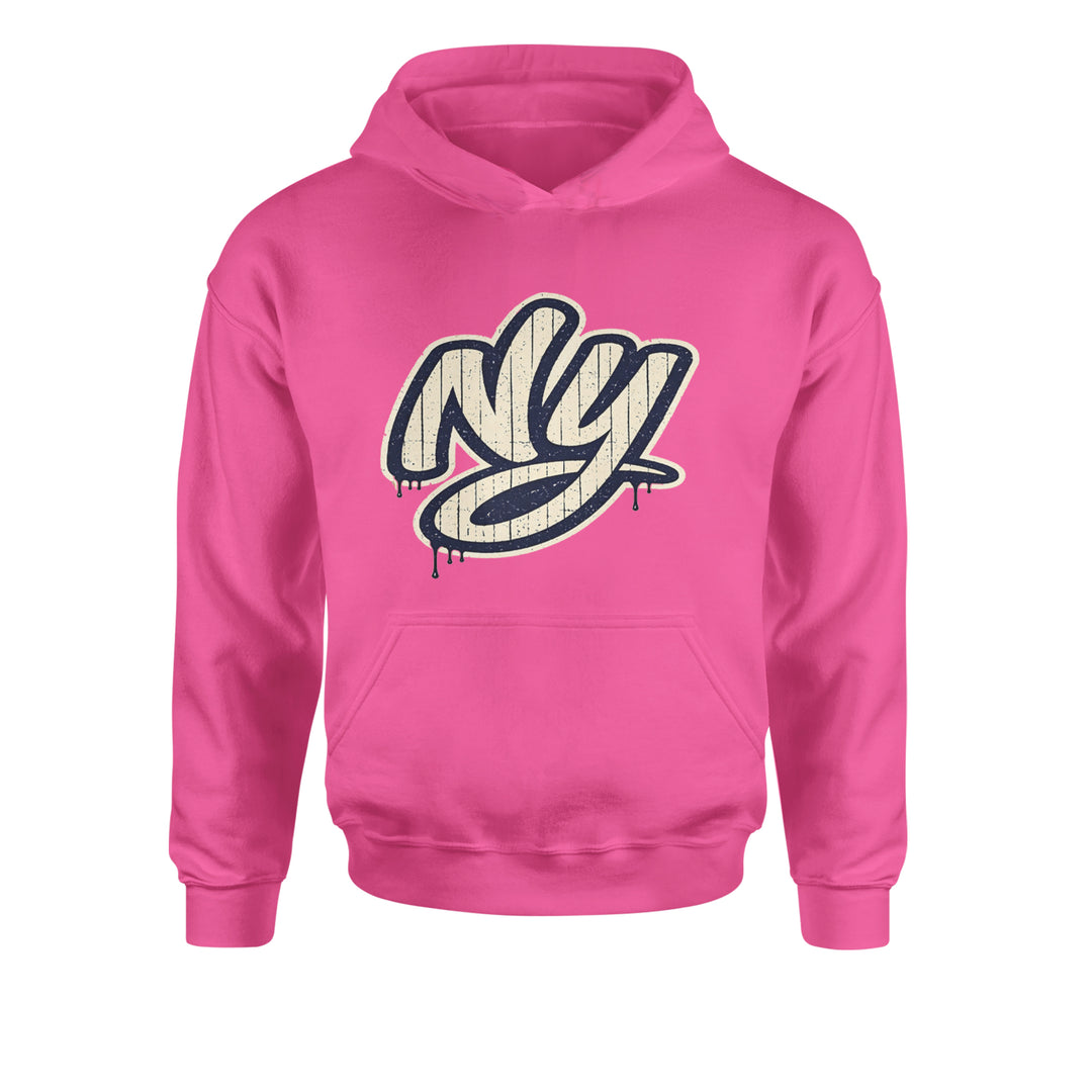 NYC New York City Grunge Street Youth-Sized Hoodie Hot Pink
