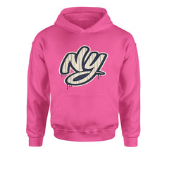 NYC New York City Grunge Street Youth-Sized Hoodie Hot Pink