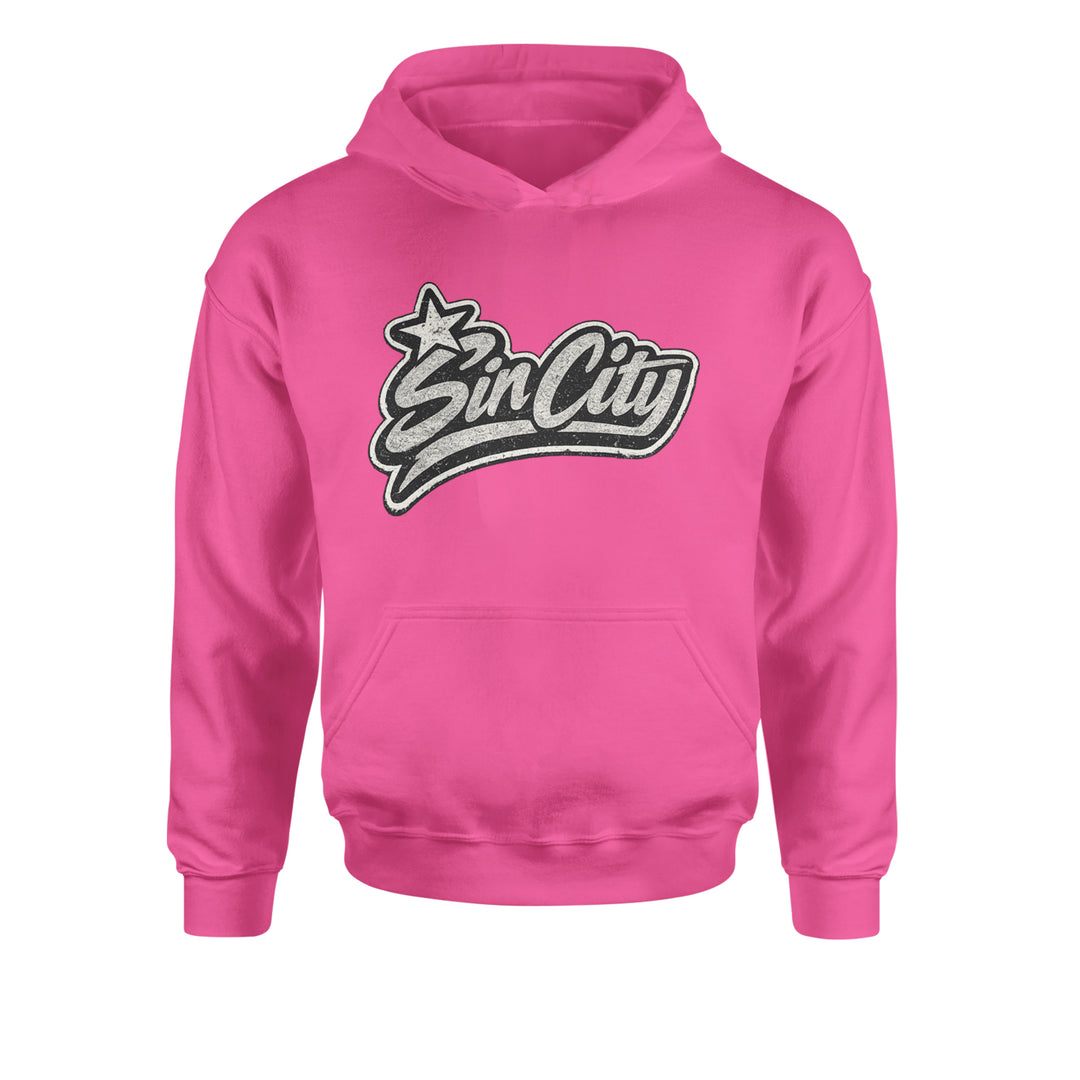 Sin City Vegas Retro Vintage Youth-Sized Hoodie Hot Pink