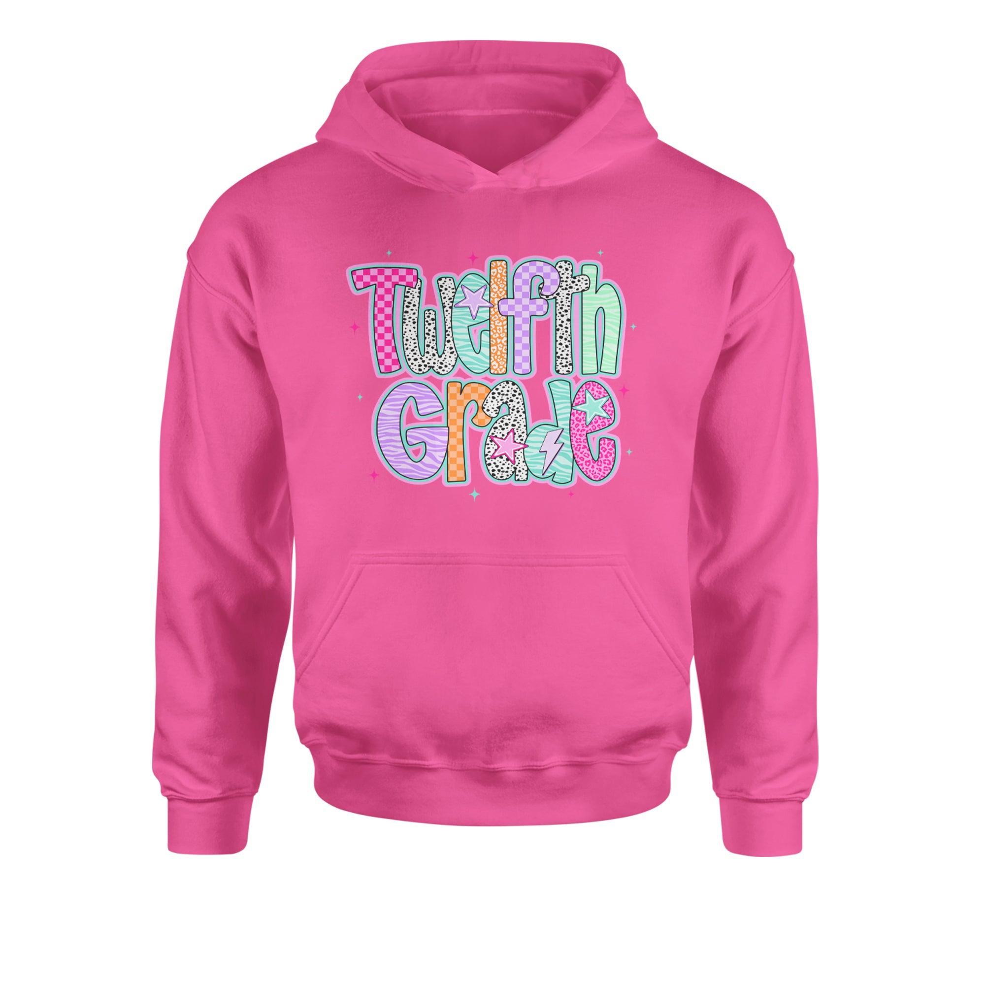 Senior Year Colorful Back to School Youth-Sized Hoodie Hot Pink