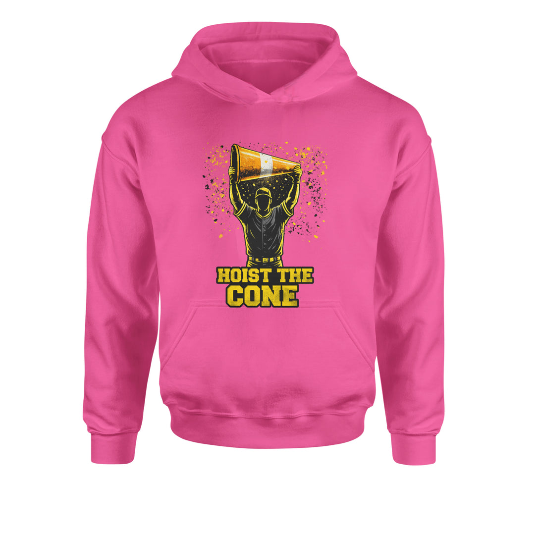 Hoist The Cone Pittsburgh Pride Youth-Sized Hoodie Hot Pink