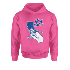 Los Angeles Baseball Batter Up Youth-Sized Hoodie Hot Pink