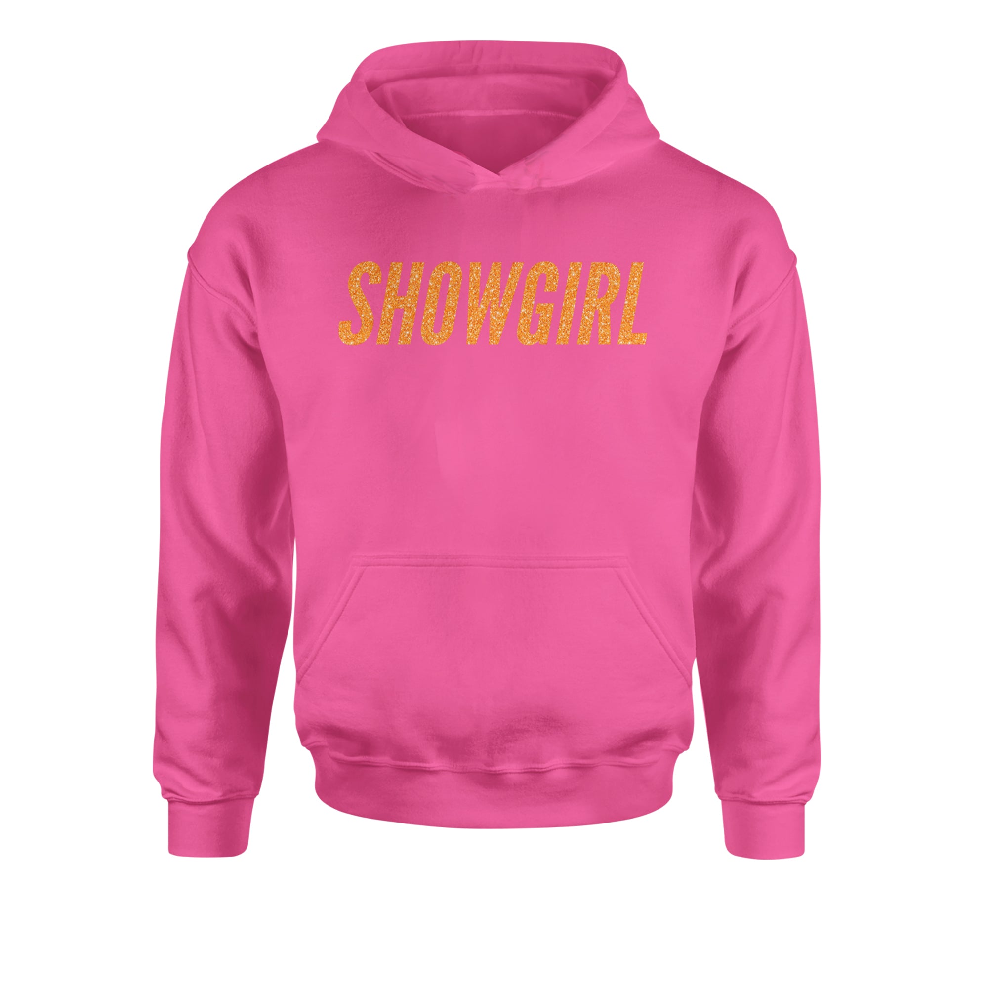 Showgirl Orange Glitter Youth-Sized Hoodie Hot Pink