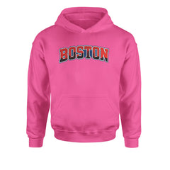 Boston City Pride Skyline Youth-Sized Hoodie Hot Pink