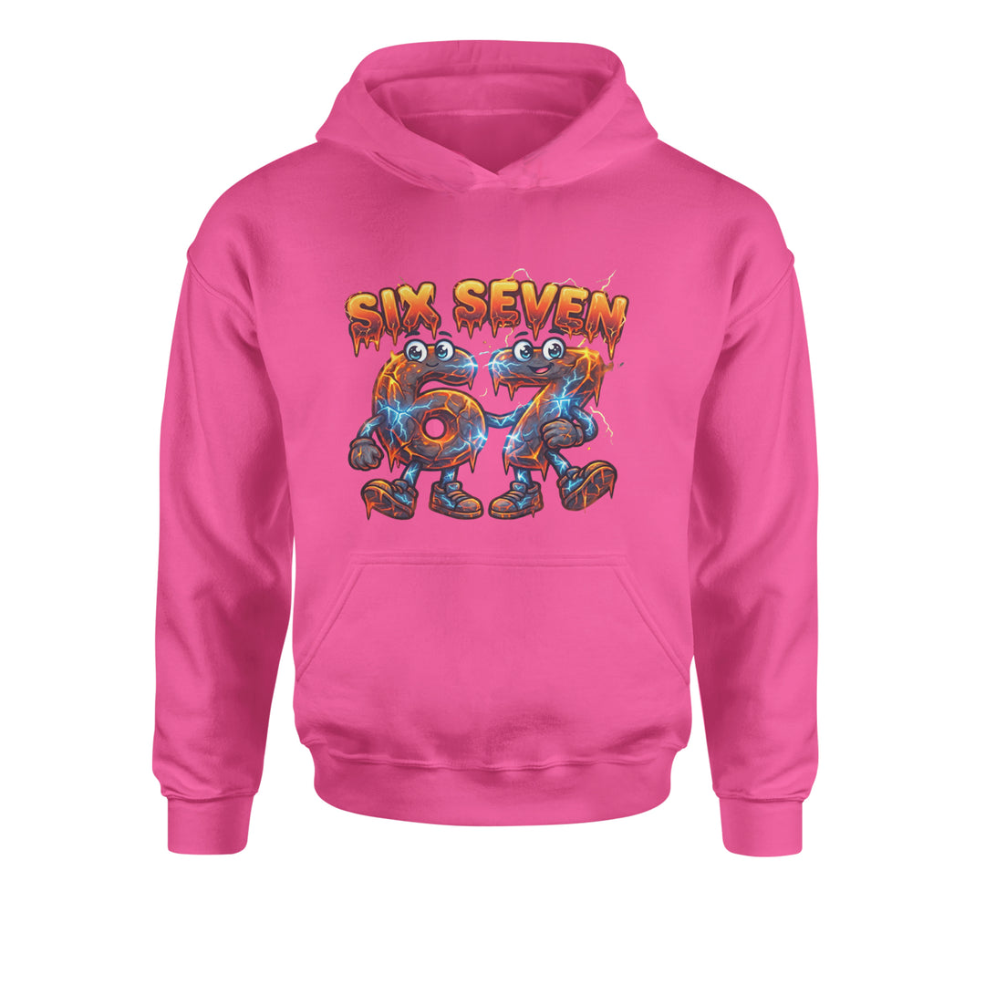 67 Lava Lightning Six Seven Meme Youth-Sized Hoodie Hot Pink