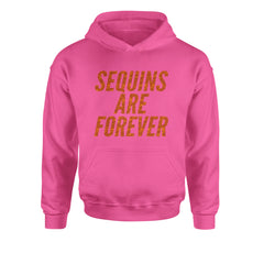 Sequins Are Forever Retro Glam Youth-Sized Hoodie Hot Pink