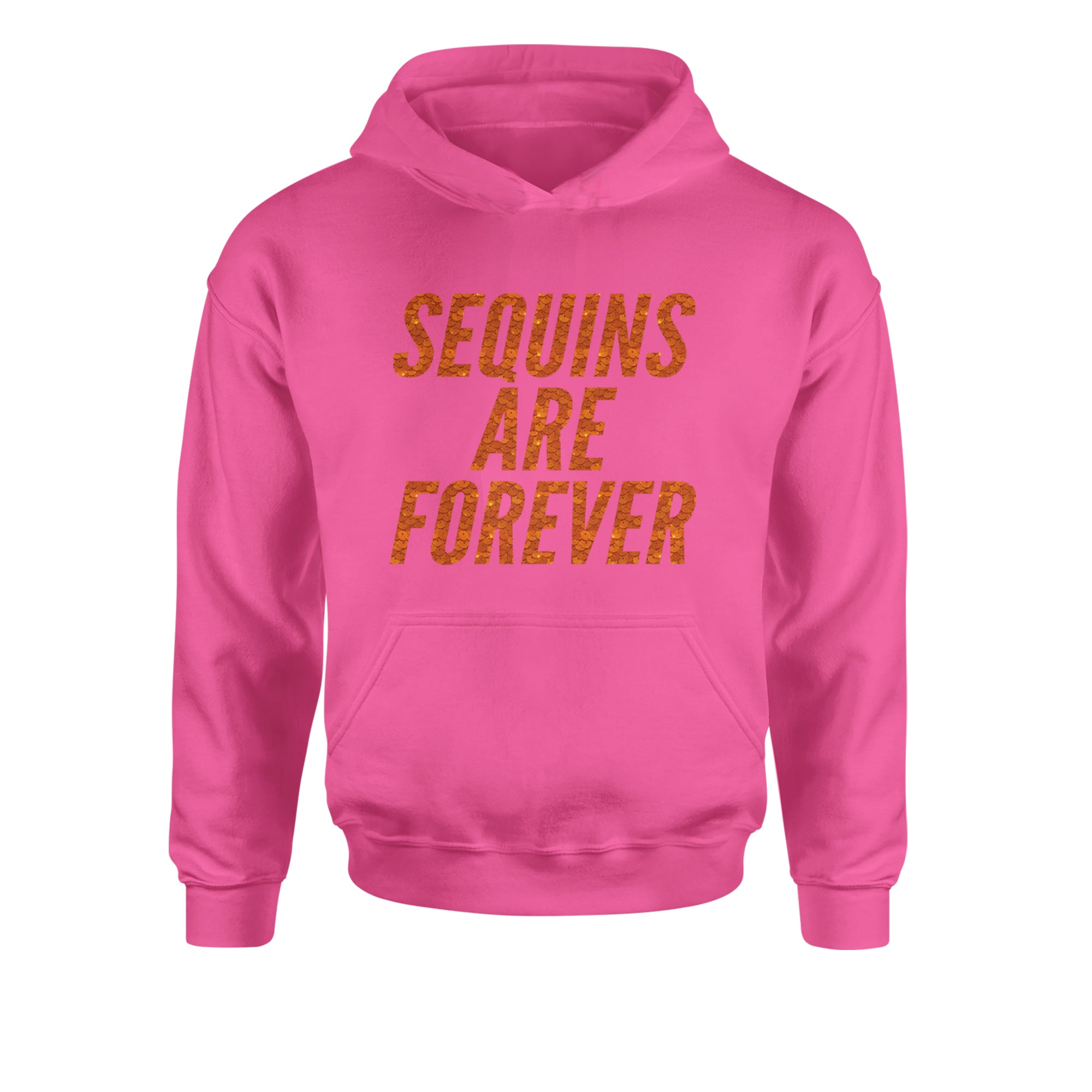 Sequins Are Forever Retro Glam Youth-Sized Hoodie Hot Pink