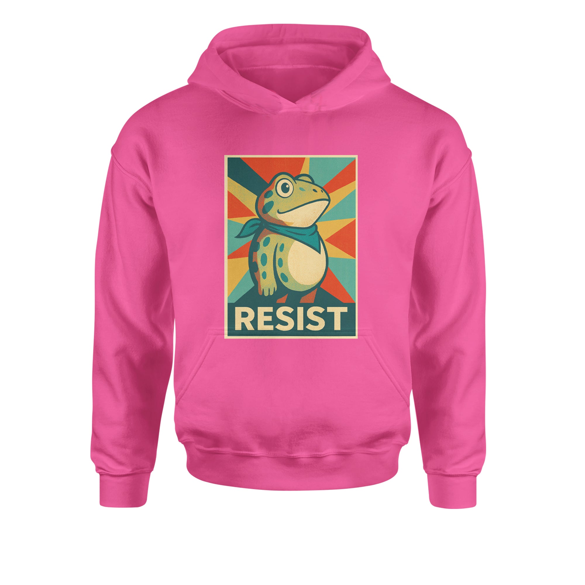 Resist Portland Protest Frog Youth-Sized Hoodie Hot Pink