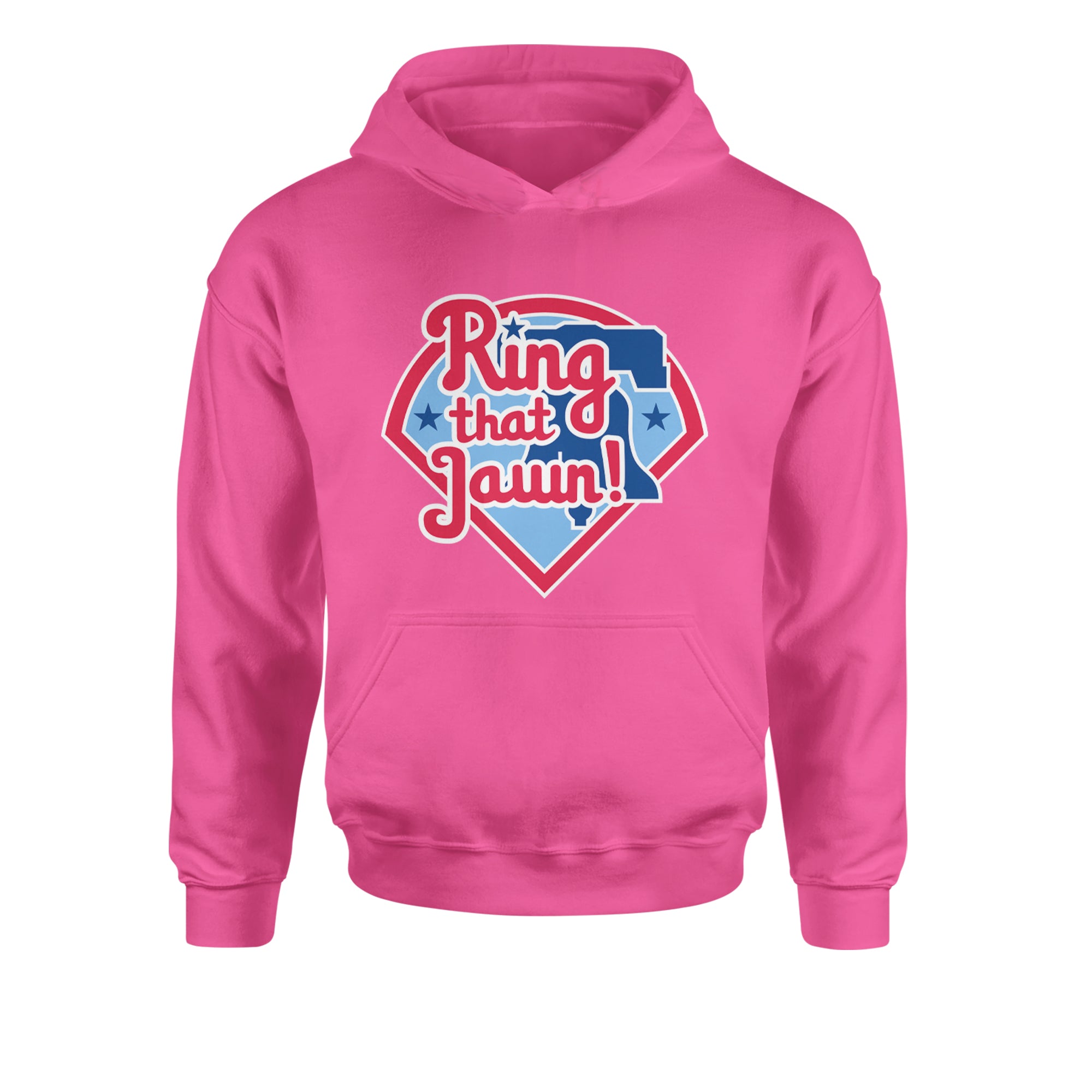 Ring That Jawn Philly Baseball Youth-Sized Hoodie Hot Pink