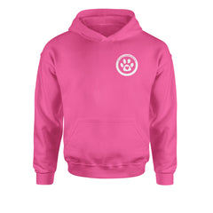 TLC To Love a Canine Dog Rescue White Youth-Sized Hoodie Hot Pink