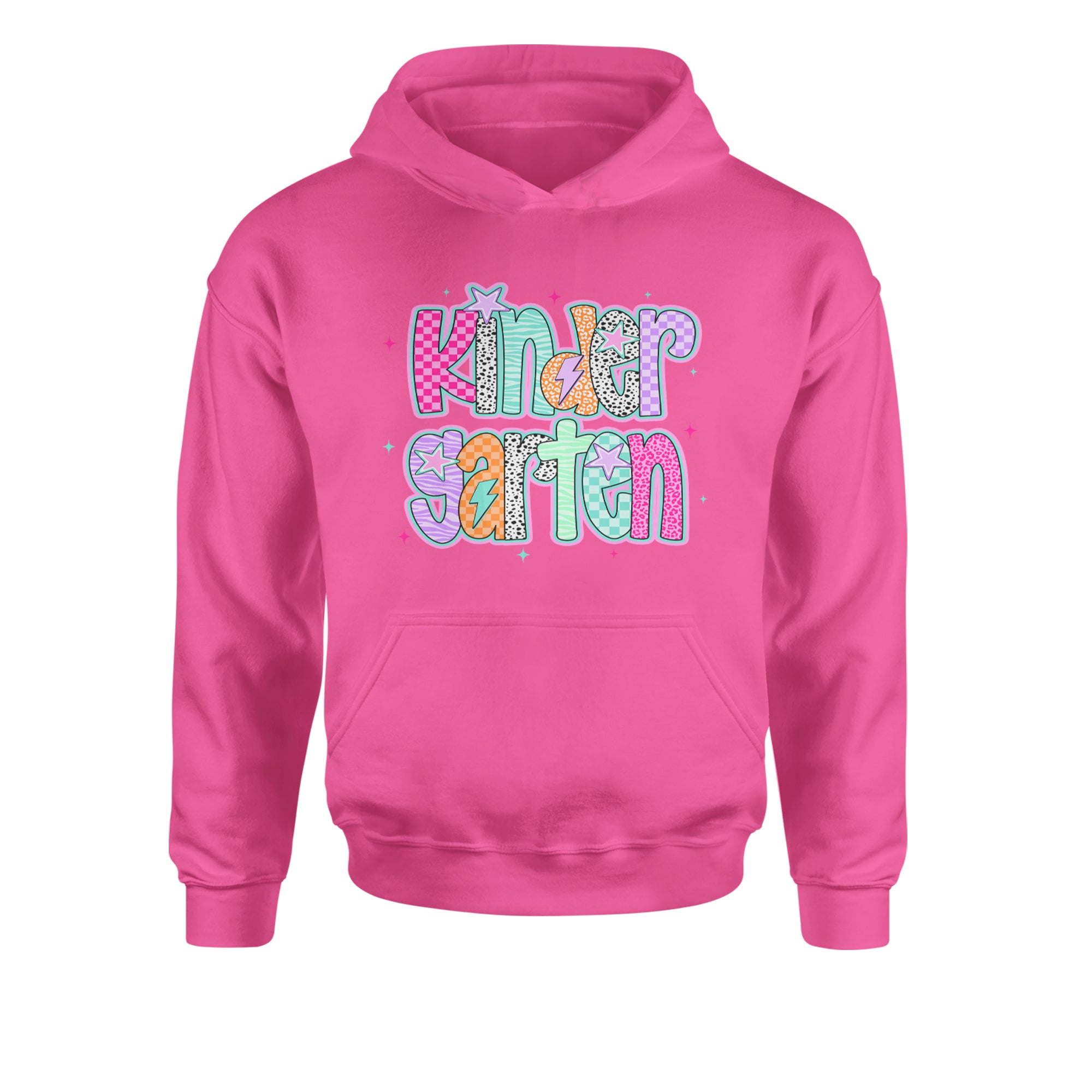 Kindergarten Cutie Colorful Back to School Youth-Sized Hoodie Hot Pink