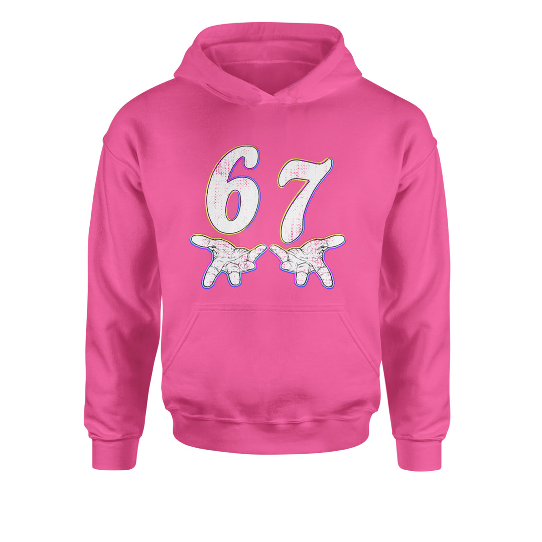 67 Hands Meme Viral Drill Youth-Sized Hoodie Hot Pink