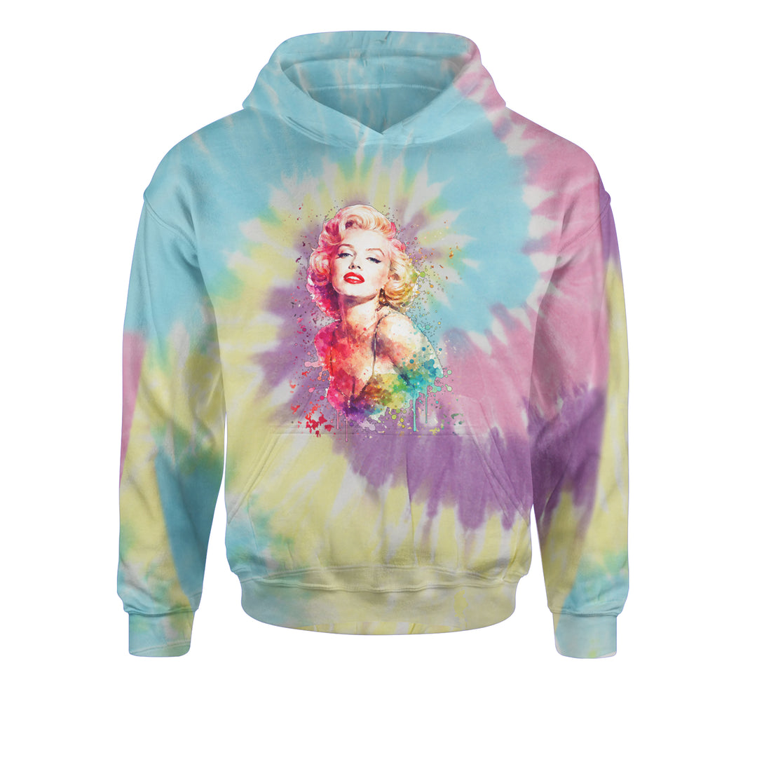 Mrs. Monroe Watercolors Bombshell Youth-Sized Hoodie Tie-Dye Jelly Bean
