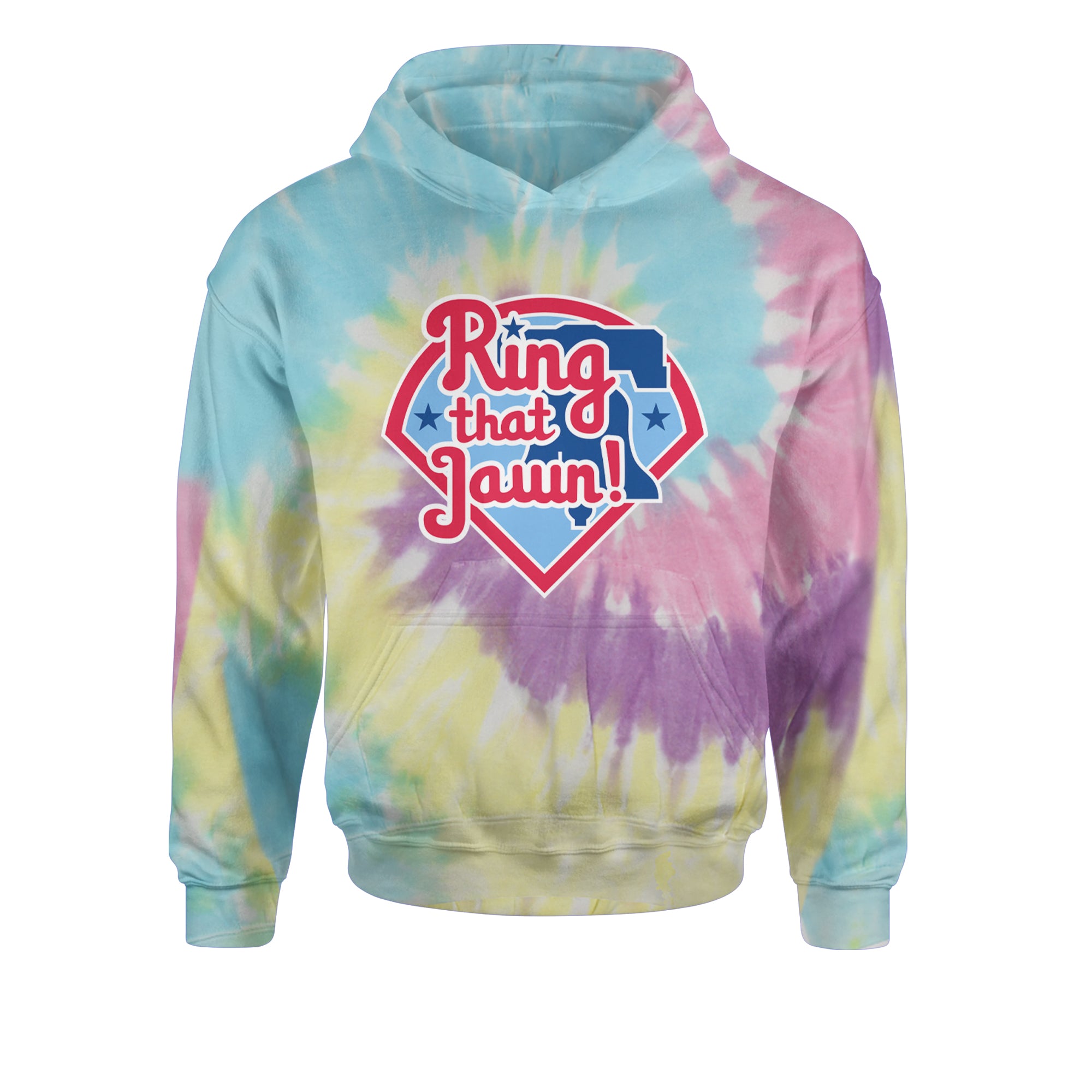 Ring That Jawn Philly Baseball Youth-Sized Hoodie Tie-Dye Jelly Bean