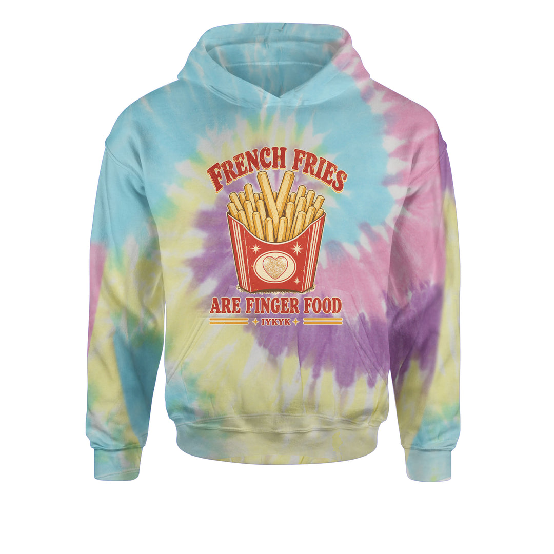 French Fries Are Finger Food IYKYK Youth-Sized Hoodie Tie-Dye Jelly Bean
