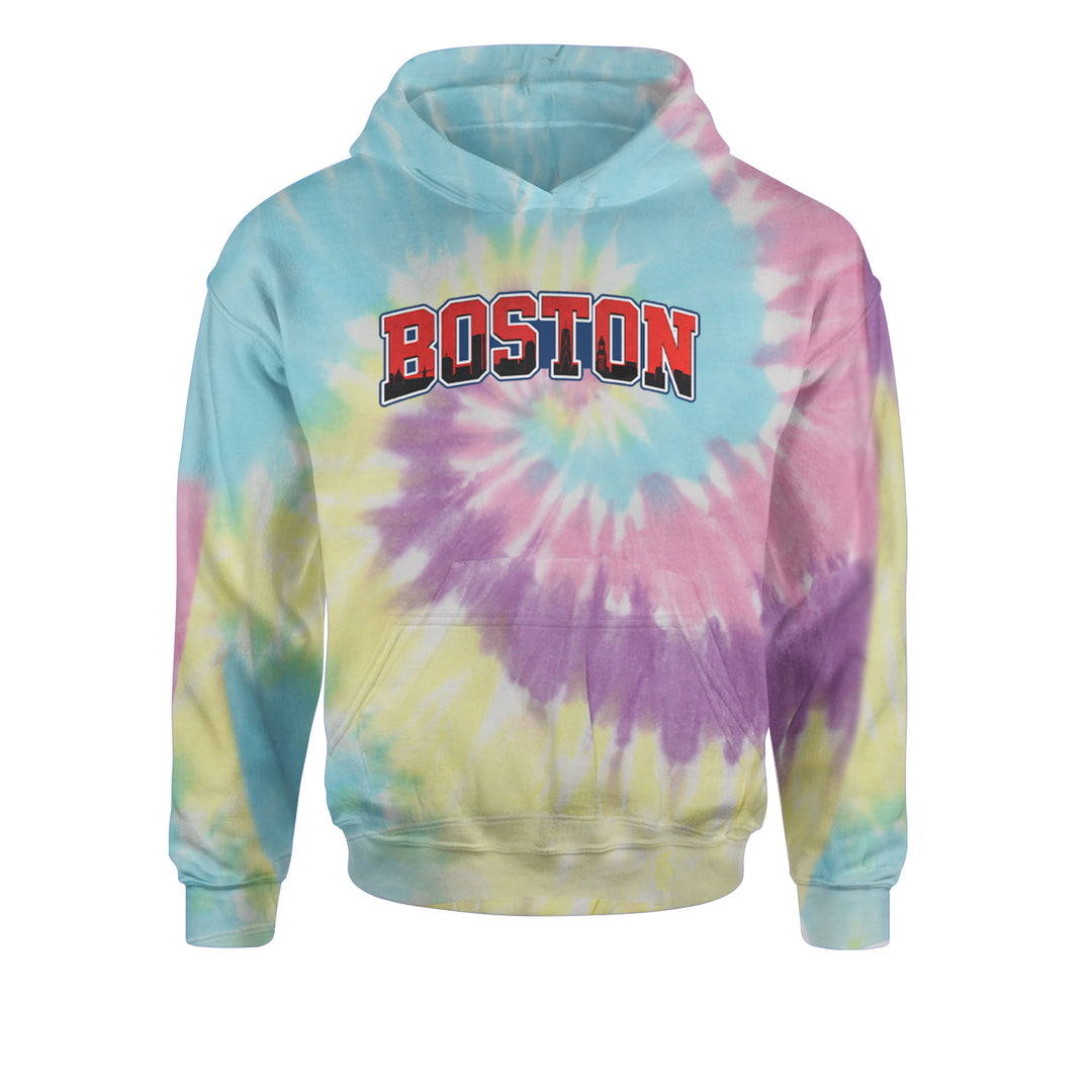 Boston City Pride Skyline Youth-Sized Hoodie Tie-Dye Jelly Bean