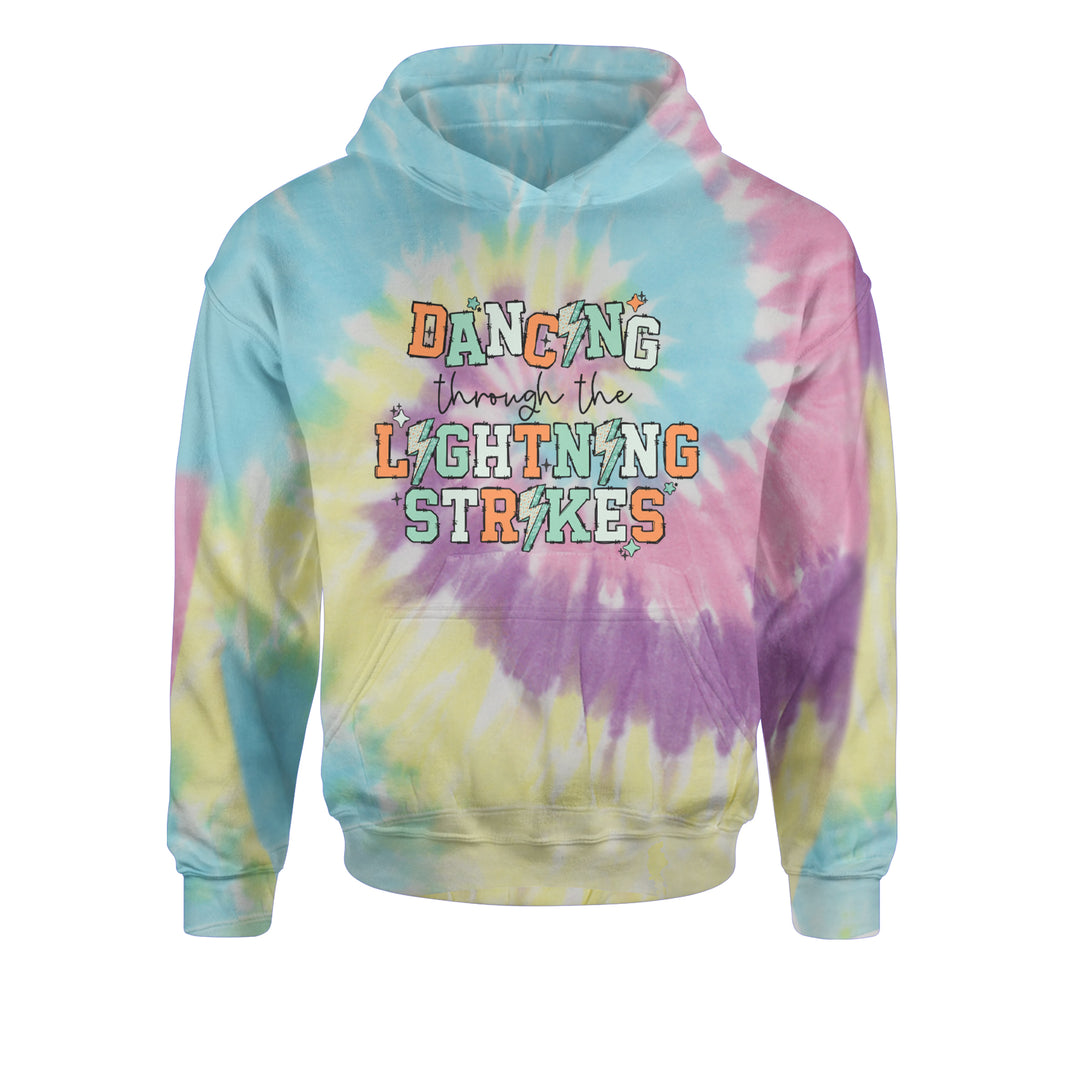 Dancing Through The Lightning Strikes Youth-Sized Hoodie Tie-Dye Jelly Bean
