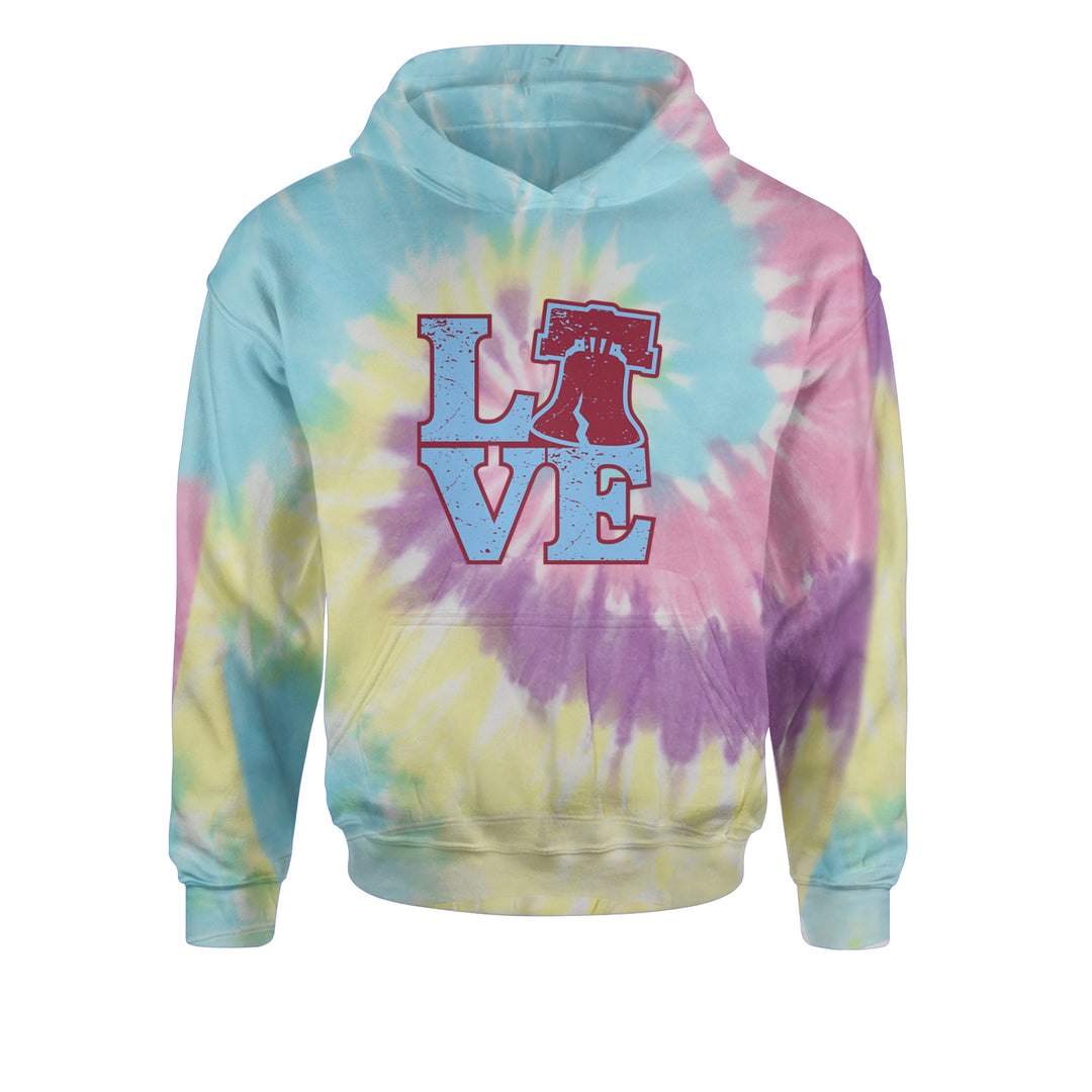 Love Philly Liberty Bell Youth-Sized Hoodie Tie-Dye Jelly Bean